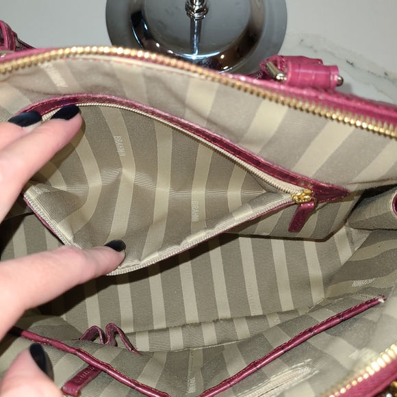 Brahmin Vintage Vivian Prissy Raspberry Set With Wallet EUC made in Italy